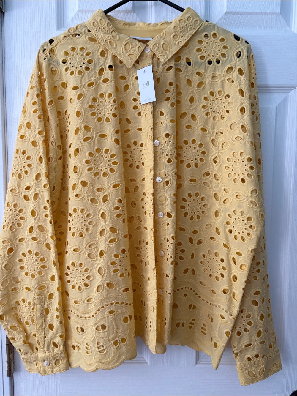 J. Jill Lemon Eyelet Button-Front Blouse